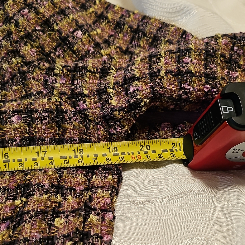 True Meaning Multicolor Tweed Fringe Blazer Womans Large - Picture 8 of 13